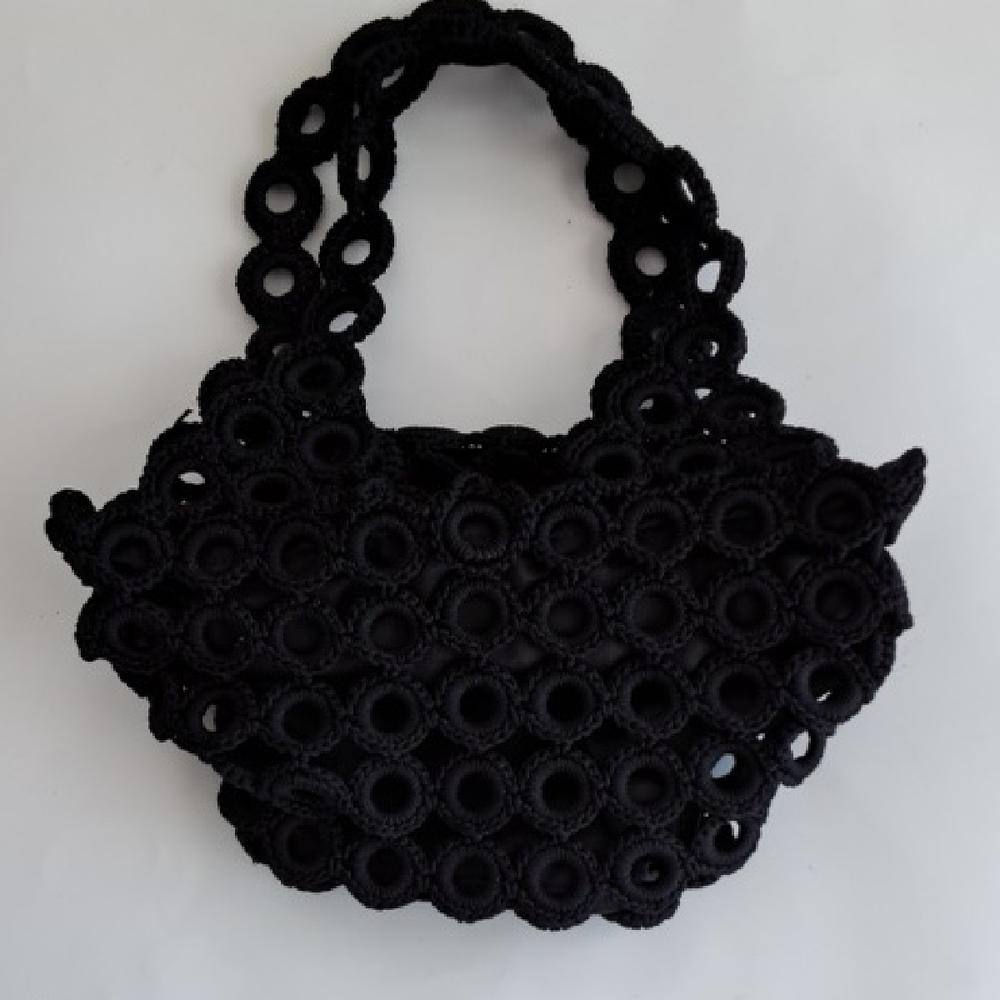 Elegant Black Crochet Women Bag